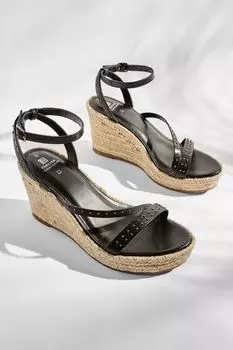 Кожаные туфли на танкетке с шипами Forever Comfort Next, черный