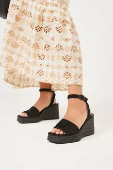Кожаные туфли на высокой танкетке из рафии Forever Comfort Next, черный