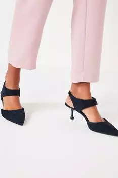 Кожаные туфли на высоком каблуке Forever Comfort с острым носком Next, синий