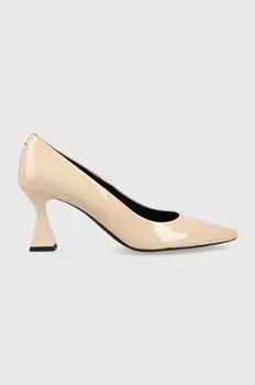 Кожаные туфли на высоком каблуке HUGO Rebecca Pump 70-P Hugo, бежевый