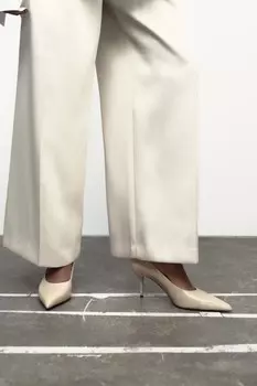 Кожаные туфли на высоком каблуке ZARA, белый