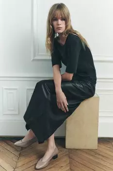 Кожаные туфли на высоком каблуке ZARA, серо-коричневый