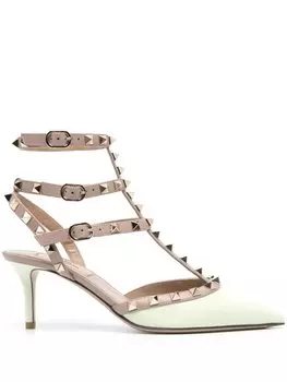Кожаные туфли Rockstud 70 мм Valentino Garavani, зеленые