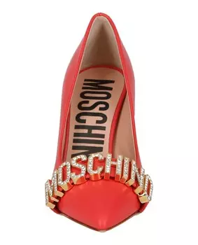 Кожаные туфли с кристаллическим логотипом Moschino, оранжевый