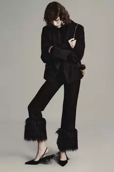 Кожаные туфли с отделкой из овчины ZARA, черный