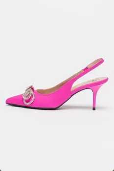 Кожаные туфли с открытой пяткой и декоративными камнями Love Moschino, фуксия