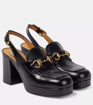Кожаные туфли с пяткой на пятке Gucci, черный
