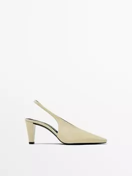 Кожаные туфли с круглым носком Massimo Dutti, бежевый