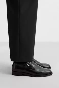 Кожаные туфли с пряжкой ZARA, черный