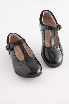 Кожаные туфли с Т-образным ремешком Next, черный