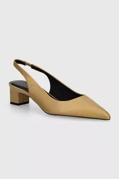 Кожаные туфли TH Mid HEEL SLINGBACK Tommy Hilfiger, бежевый