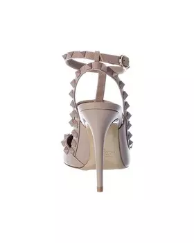 Кожаные туфли Valentino Rockstud Caged 100, бежевый