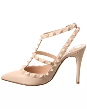 Кожаные туфли Valentino Rockstud Caged 100, розовый