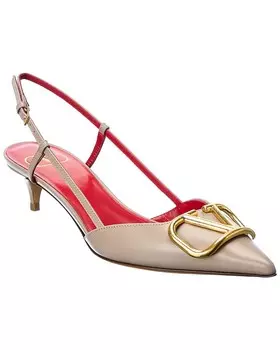 Кожаные туфли Valentino VLogo 40 с пяткой на пятке, розовый