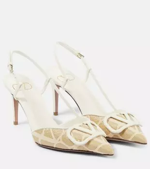 Кожаные туфли vlogo signature 80 с пяткой на пятке Valentino Garavani, бежевый