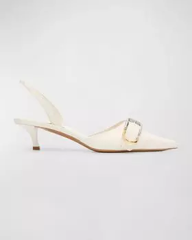 Кожаные туфли Voyou с пяткой на пятке и пряжкой Givenchy, цвет Ivory
