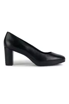 Кожаные туфли Walk Pleasure на массивном каблуке Geox, черный