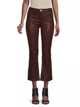 Кожаные укороченные брюки Bootcut Frame, цвет Burgundy