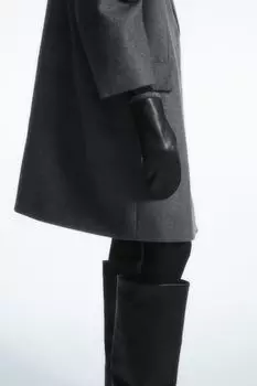 Кожаные варежки на подкладке кашемира H&M, черный