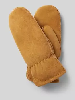 Кожаные варежки с декоративной строчкой FI.NE