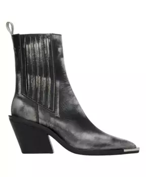 Кожаные винтажные ковбойские сапоги для женщин с серебряными деталями Estro, черный