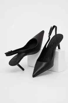 Кожаные высокие каблуки Answear Lab, черный