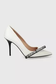 Кожаные высокие каблуки Love Moschino, белый