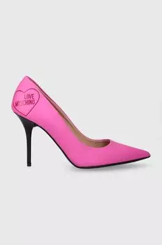 Кожаные высокие каблуки Love Moschino, розовый