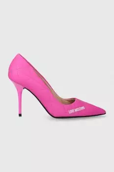 Кожаные высокие каблуки Love Moschino, розовый