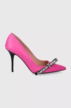 Кожаные высокие каблуки Love Moschino, розовый