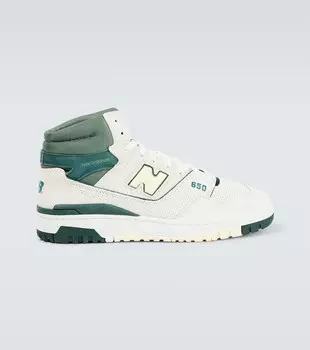 Кожаные высокие кеды 650р New Balance, белый