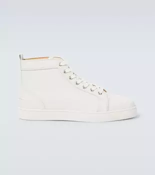 Кожаные высокие кеды louis Christian Louboutin, белый