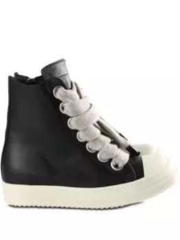Кожаные высокие кеды Rick Owens, черный
