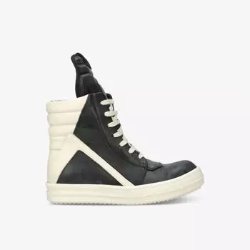 Кожаные высокие кроссовки geobasket на шнуровке Rick Owens, черный