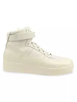 Кожаные высокие кроссовки на платформе 424, белый