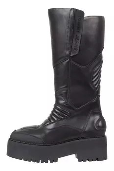 Кожаные высокие сапоги на молнии Tommy Jeans, черный