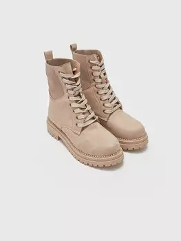 Кожаные женские ботинки на шнуровке LCW STEPS, бежевый