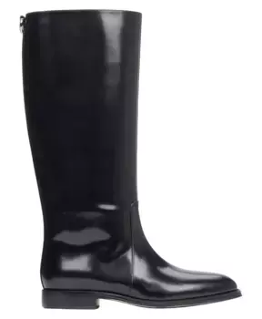 Кожаные женские сапоги до колена с широким голенищем обладающие сильным блеском. Estro, черный