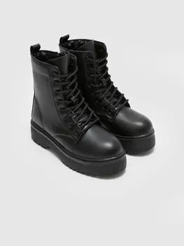 Кожаные женские сапоги на каблуке LCW STEPS, черный