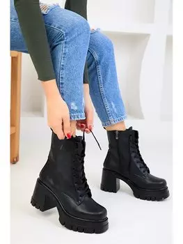 Кожаные женские сапоги на каблуке Soho Exclusive, черный