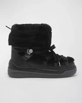 Кожаные зимние ботинки Insolux из искусственного меха Moncler, цвет Black