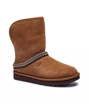 Кожаные зимние ботинки классические короткие полумесяц Ugg, коричневый