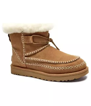 Кожаные зимние ботинки классические мини альпийские Ugg, коричневый