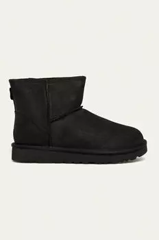 Кожаные зимние ботинки UGG Classic Mini Ugg, черный