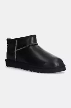 Кожаные зимние ботинки UGG Classic Ultra Mini Lthr Regen, черный