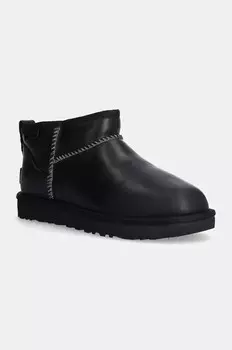 Кожаные зимние ботинки UGG Classic Ultra Mini Lthr Regen, черный
