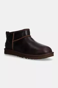 Кожаные зимние ботинки UGG Classic Ultra Mini Lthr Regen, коричневый