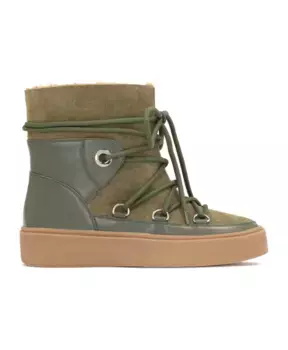 Кожаные зимние сапоги на меху Kazar, зеленый