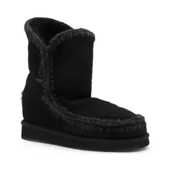 Кожаные зимние сапоги с добавлением шерсти Mou, черный