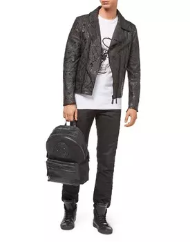 Кожаный байкер «Странный»; Philipp Plein, цвет Black / Black